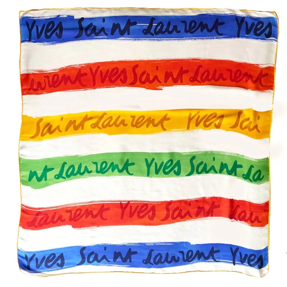 Vintage Yves St. Laurent Silk Scarf 34x34 Multi-Color